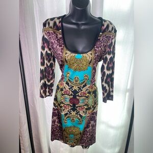 Just Cavalli Multicolor Printed Silk Midi Dress 
Size XL